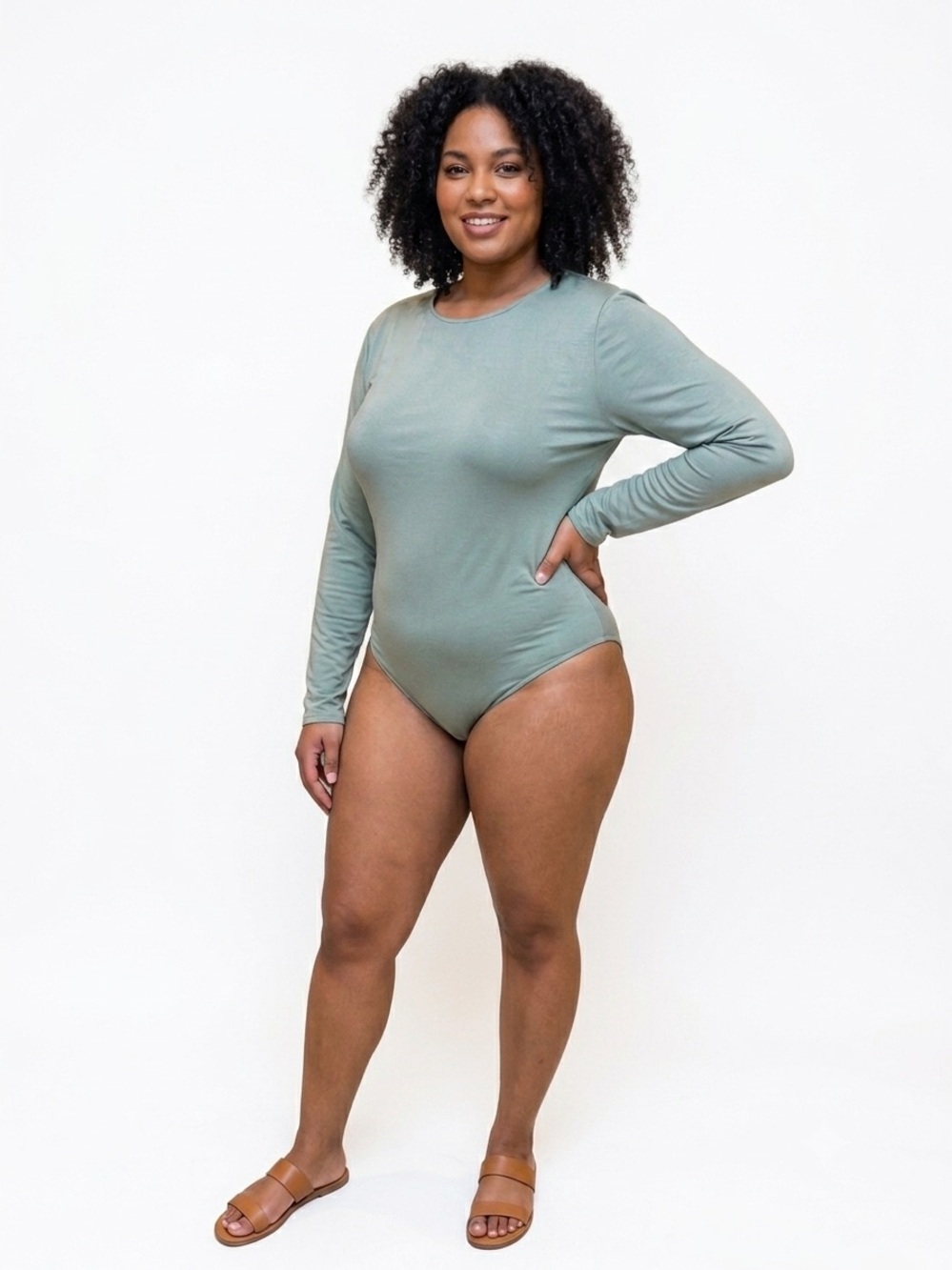 Nwt And Now This Long-Sleeve Sage Green Bodysuit size 3x